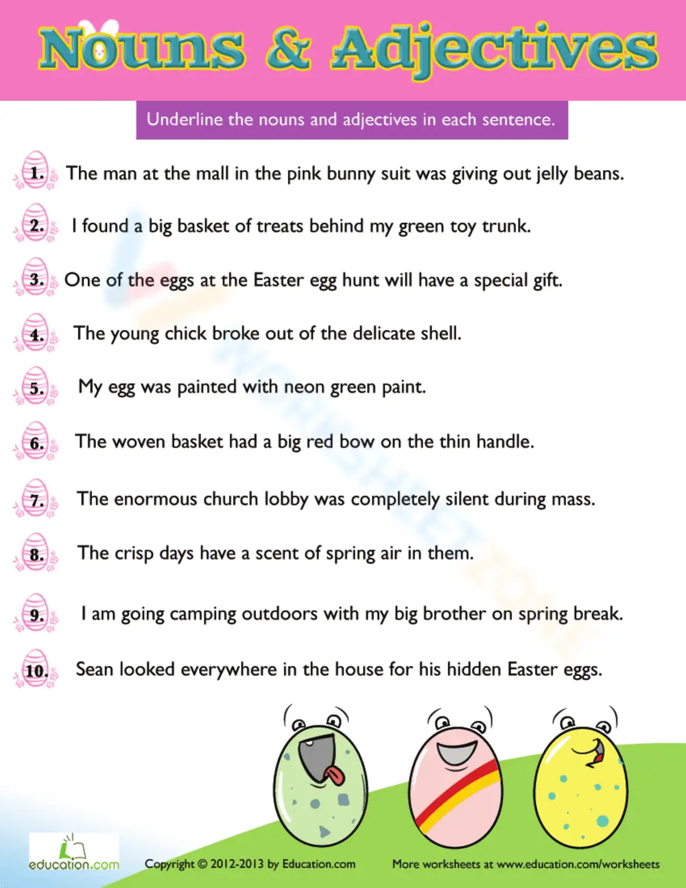 Easter Grammar Worksheet - Page 1