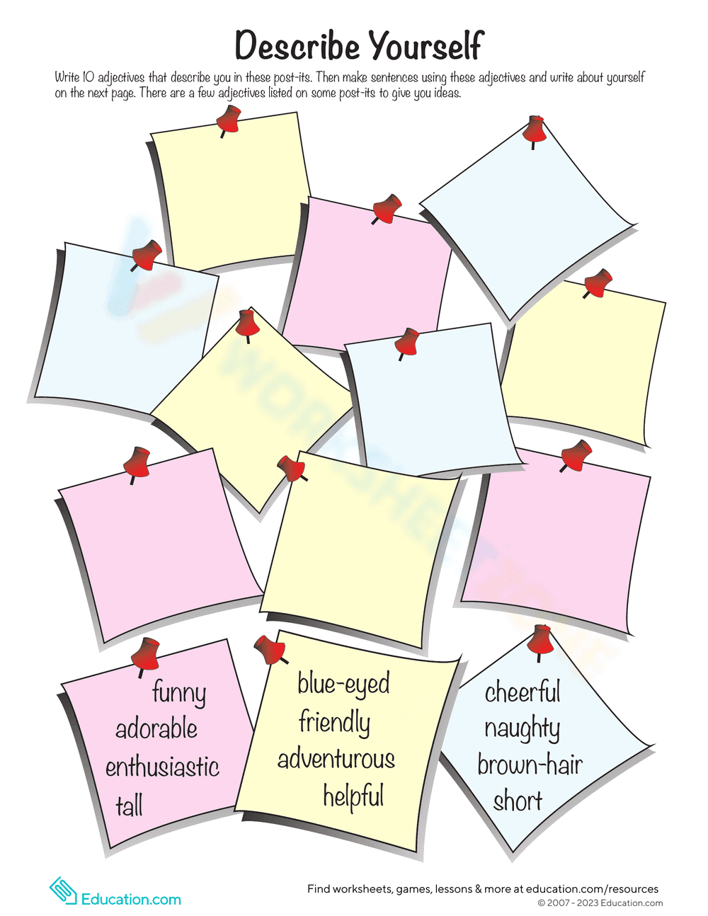 Adjectives to Describe Yourself - Page 1