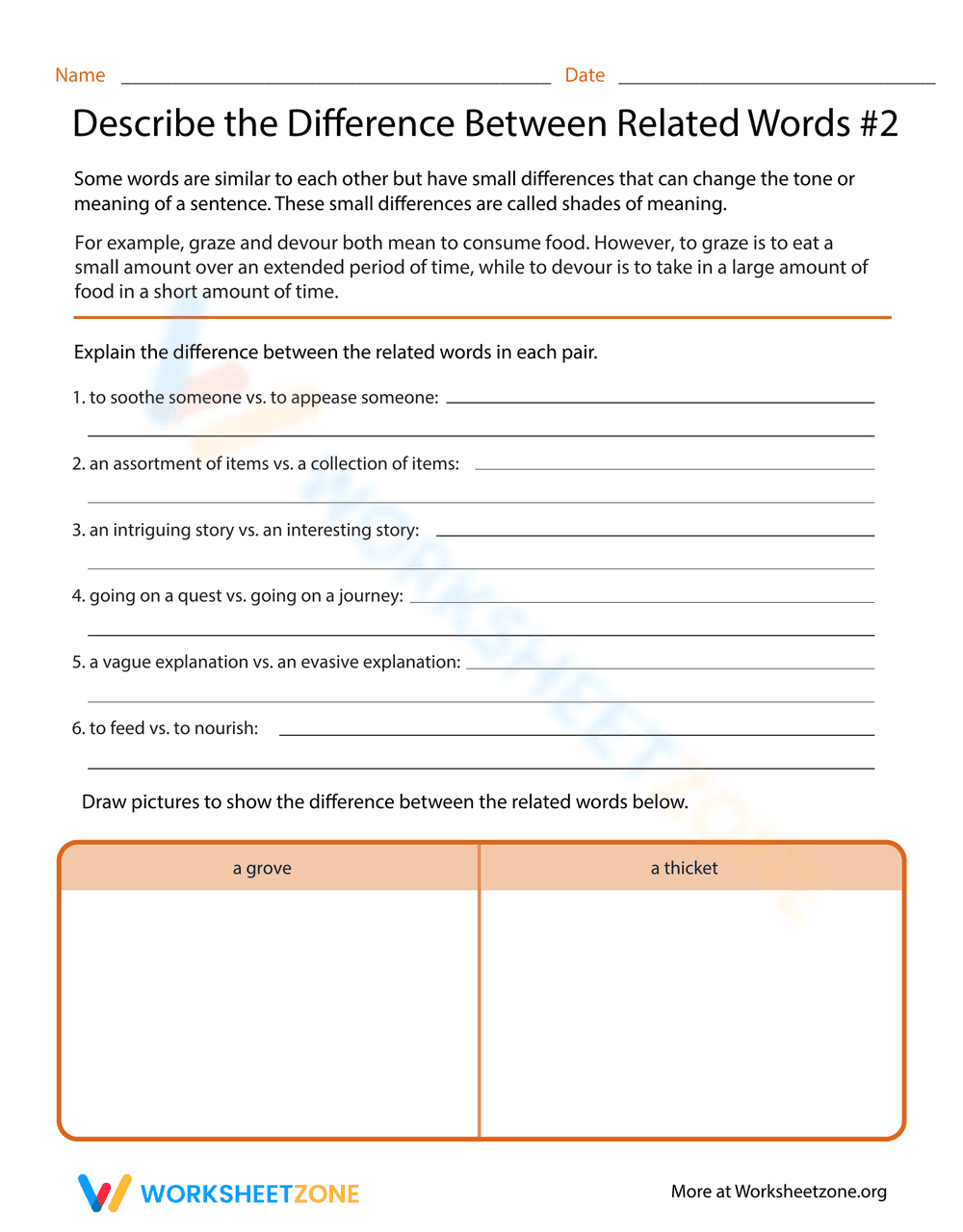 Describe the Difference Between Related Words - Page 1