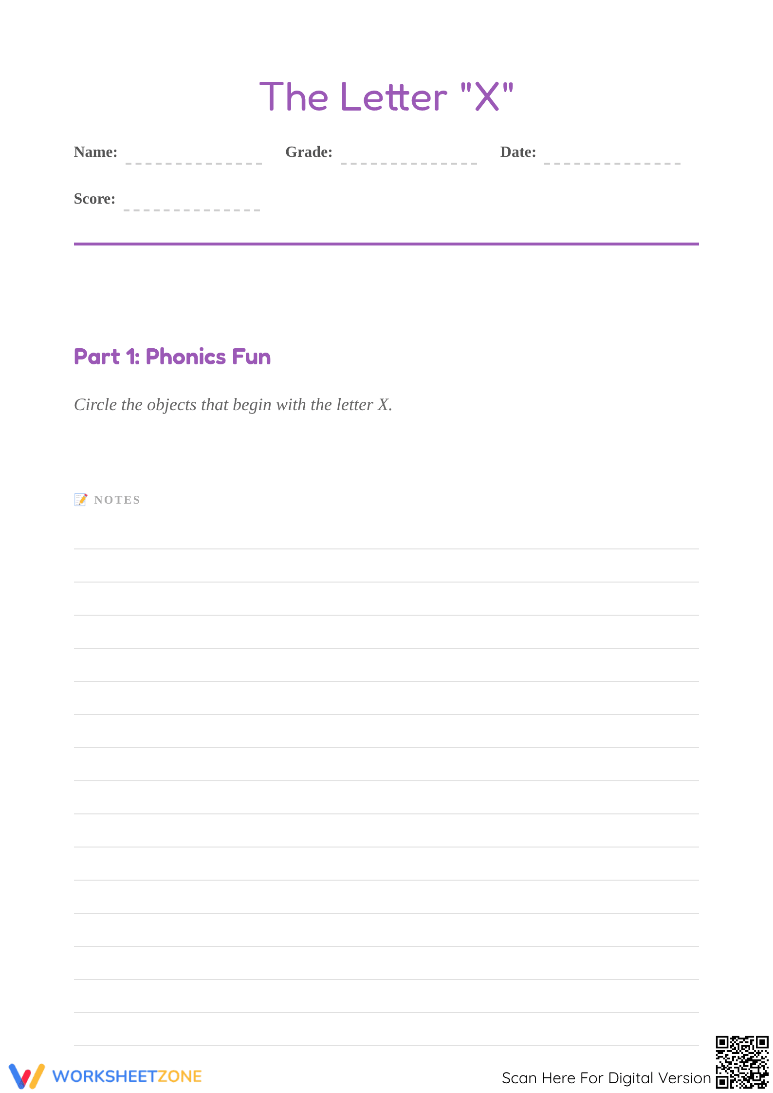 Essential Letter X Phonics Worksheet | Preschool Ready - Page 1