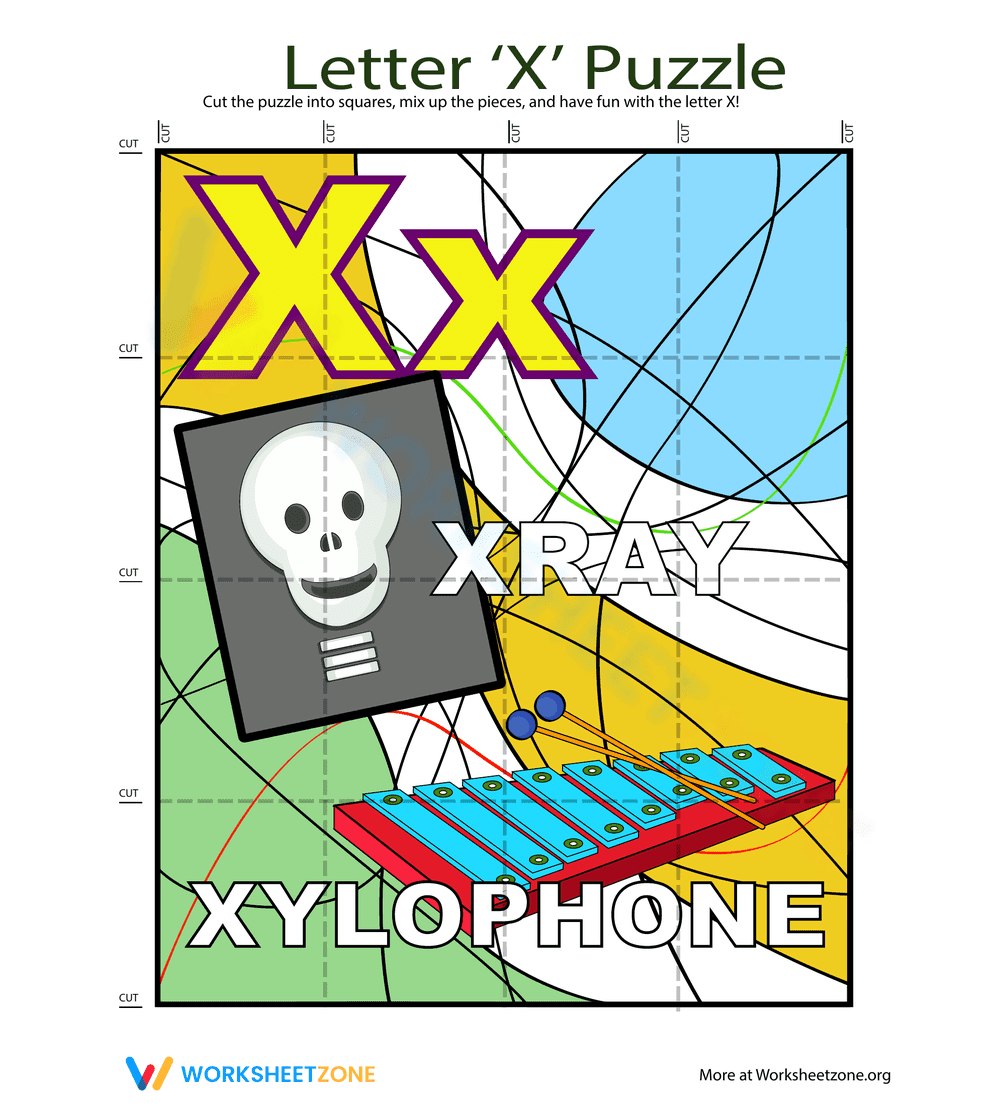 Letter Puzzle: X Worksheet - Page 1