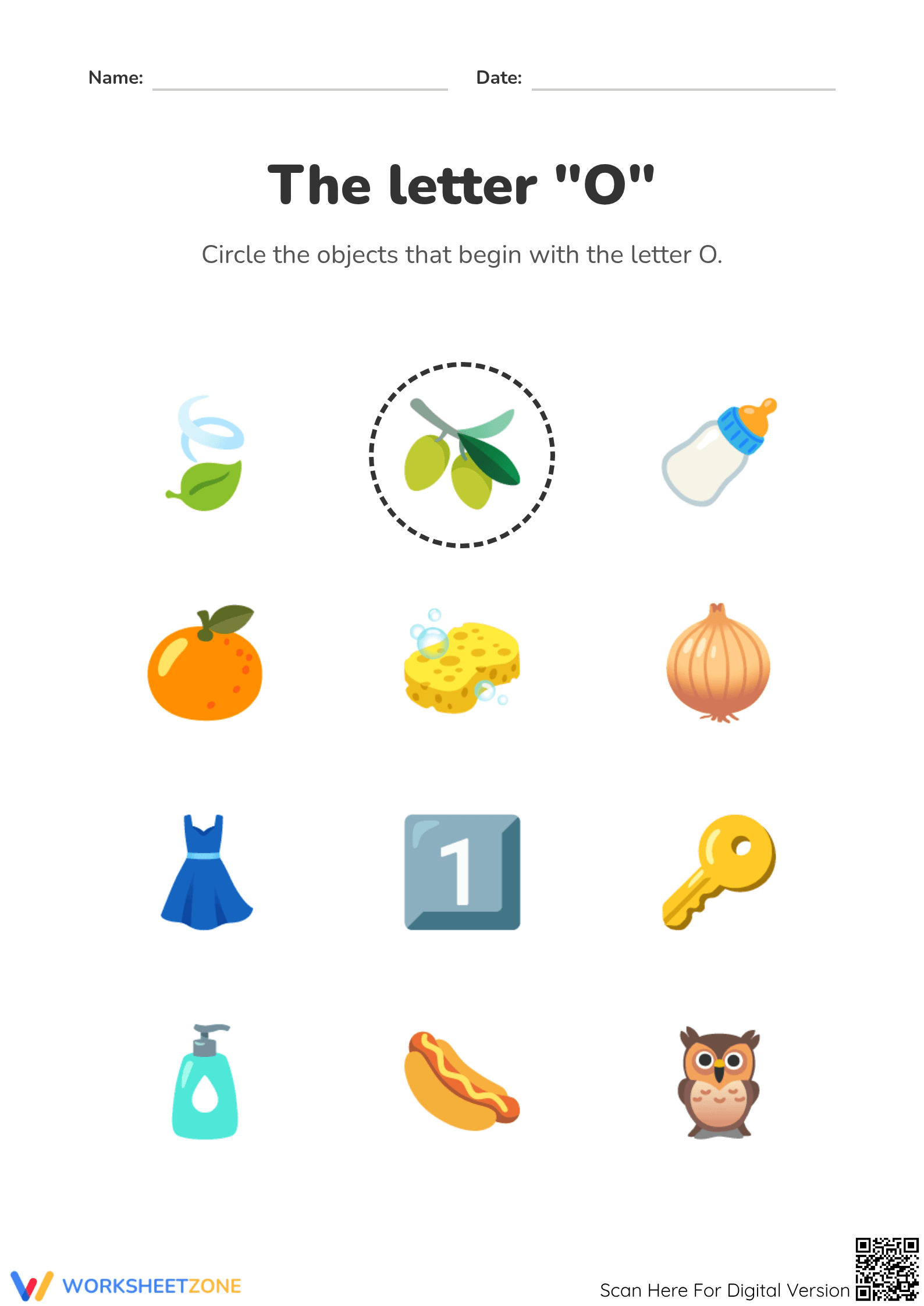 Preschool Letter O Sounds — Printable No-Prep Worksheet - Page 1