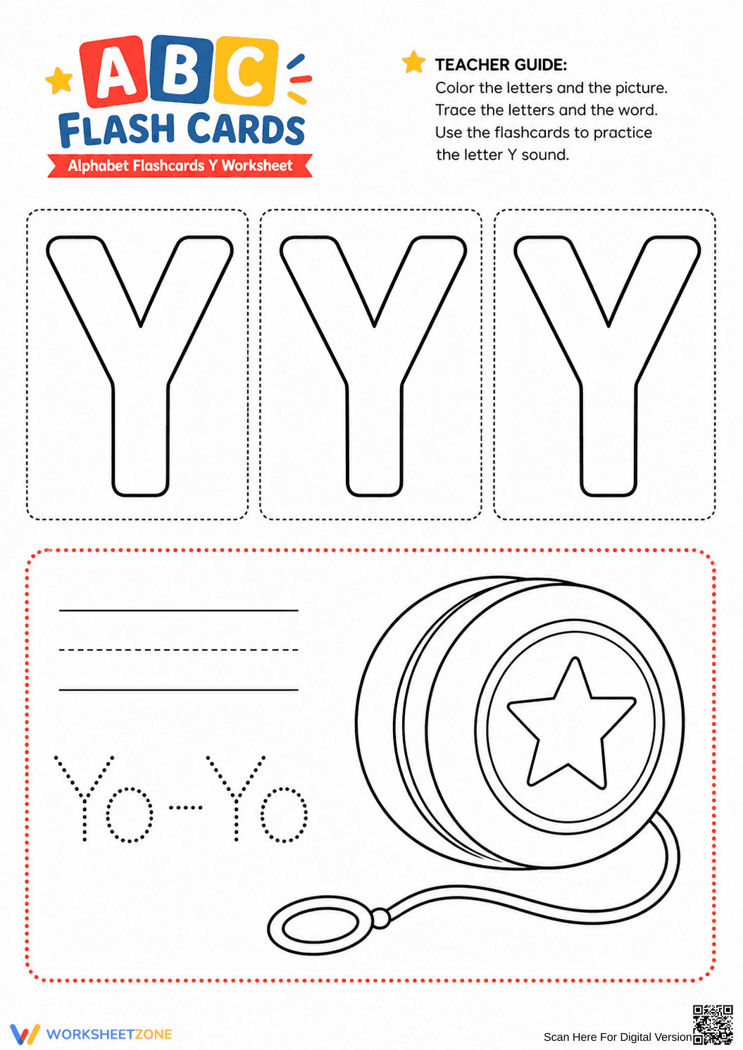 Alphabet Flashcards Y Worksheet - Page 1