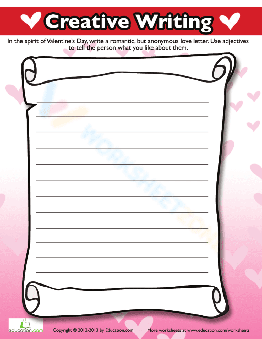 Valentine's Day Writing Worksheet - Page 1