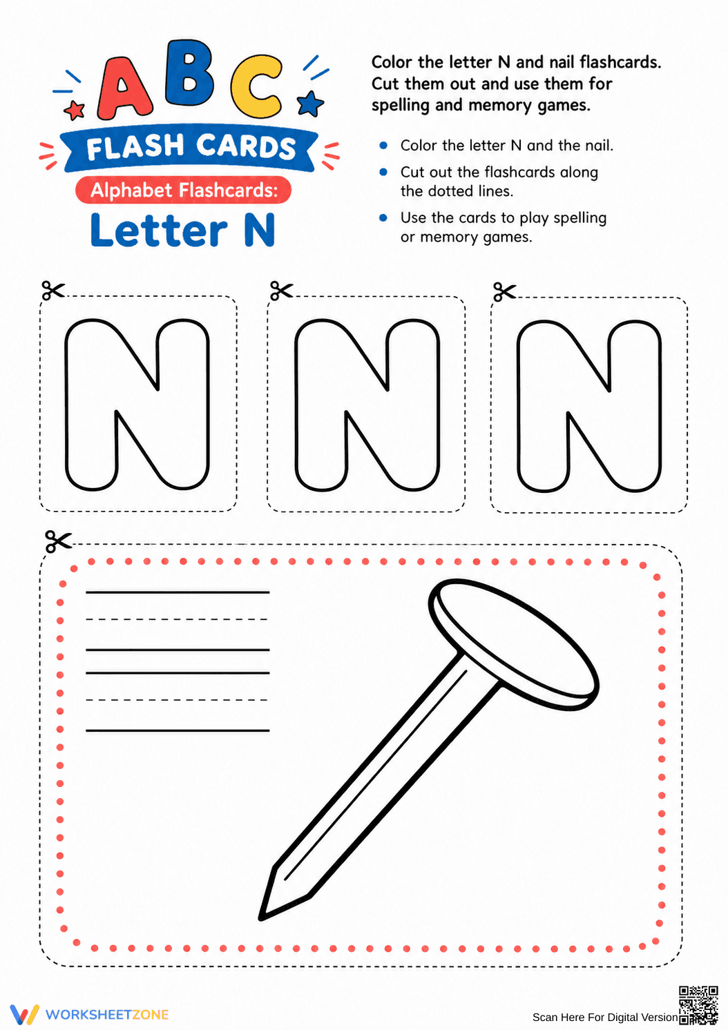 Essential Letter N Flashcards | Kindergarten Phonics - Page 1