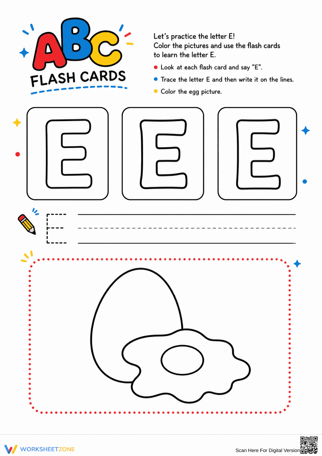 Essential Letter E Handwriting & Phonics | Grade K-1 - Page 1