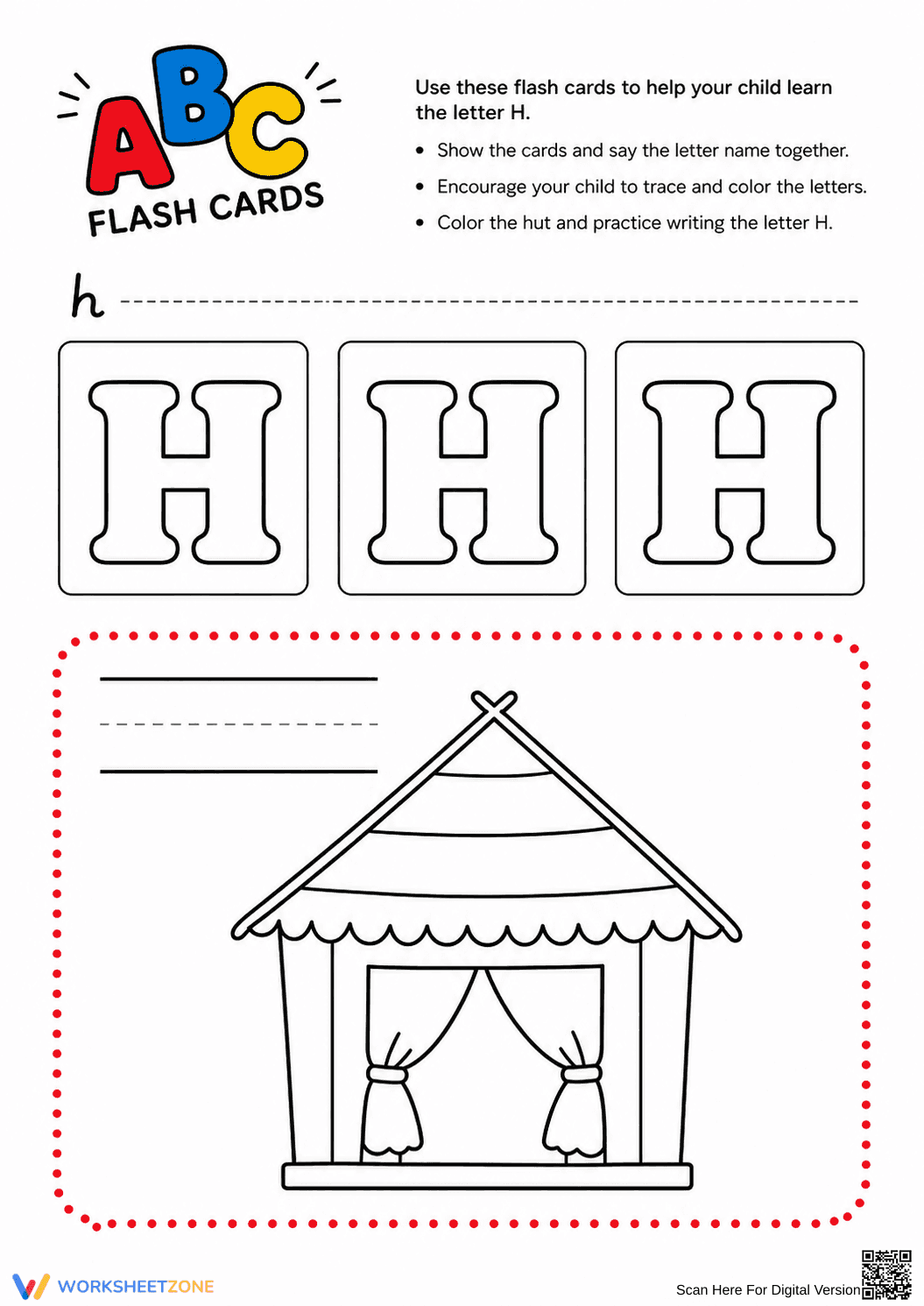 Printable Letter H Flash Cards & Tracing | Grade K-1 - Page 1