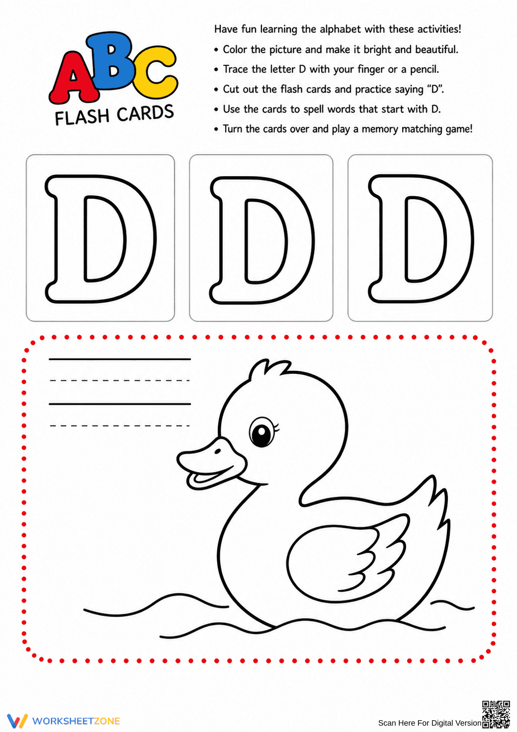 Essential Letter D Tracing & Flash Cards | Grade K-1 - Page 1