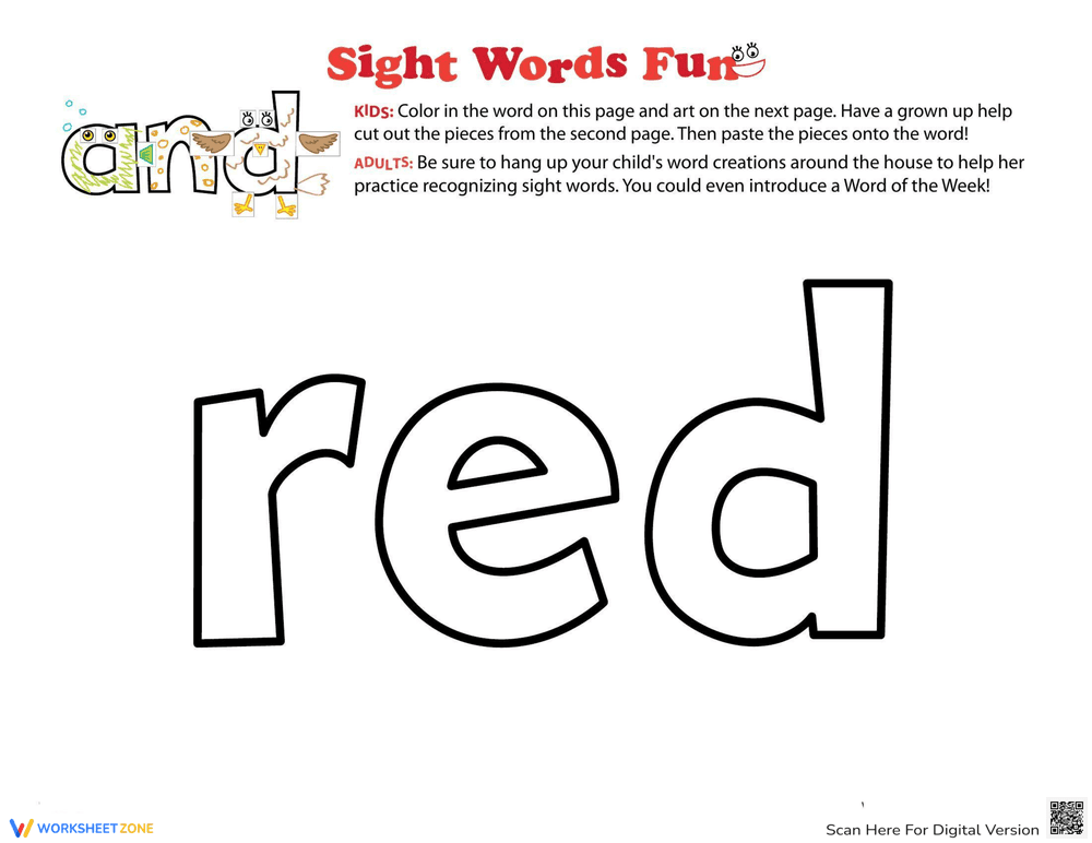 Decorate Sight Word: 'Red' - Page 1