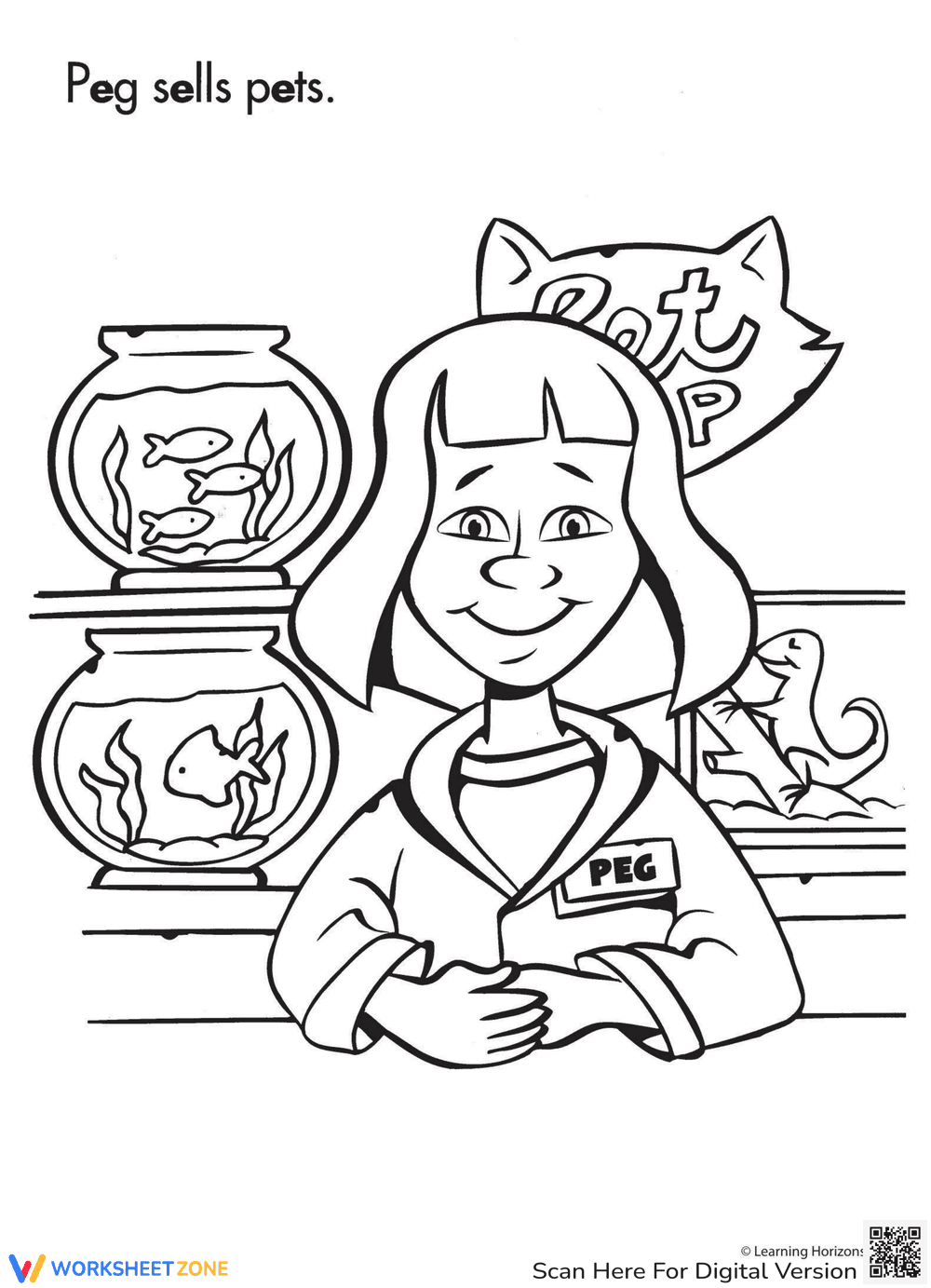 Color the Pet Store Worksheet - Page 1