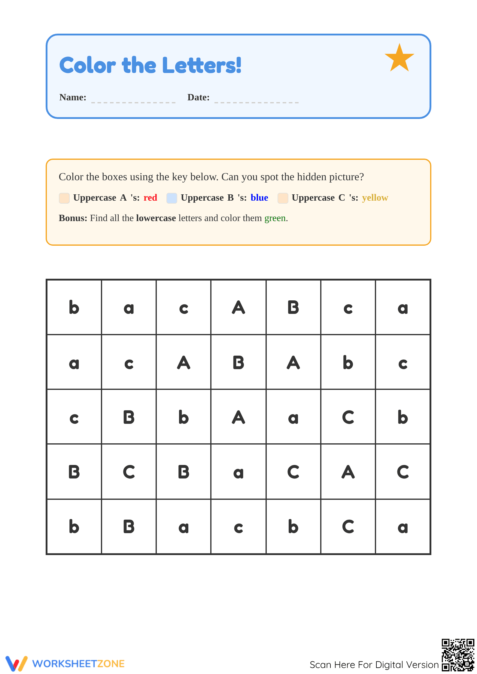 Essential Kindergarten Letter Case Worksheet | RF.K.1.D - Page 1