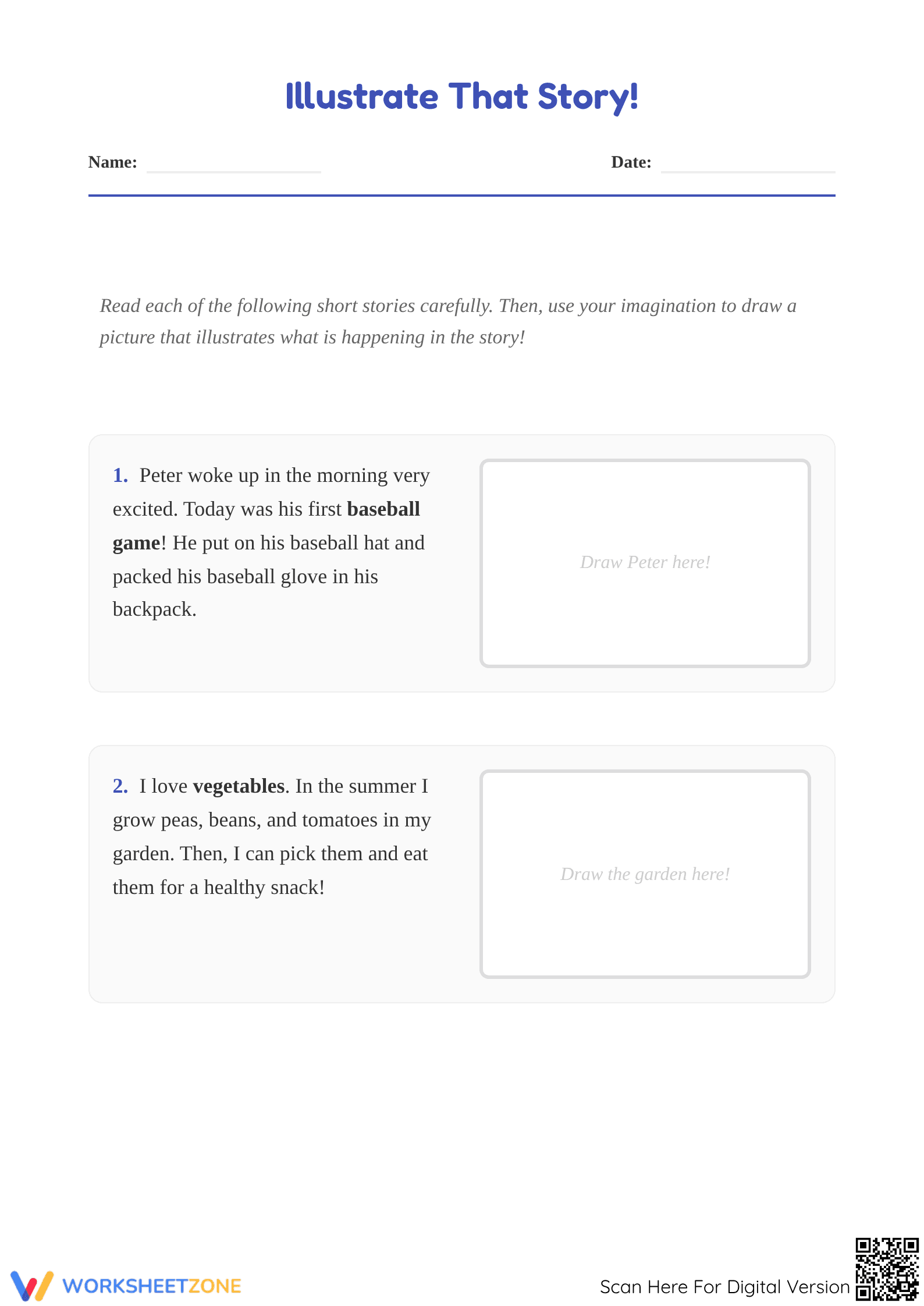 Printable Story Illustration Worksheet | Grade 2-3 ELA - Page 1
