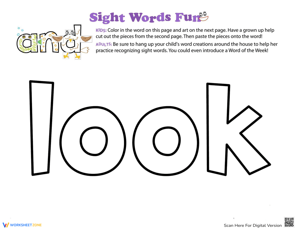 Decorate the Sight Word: Look - Page 1