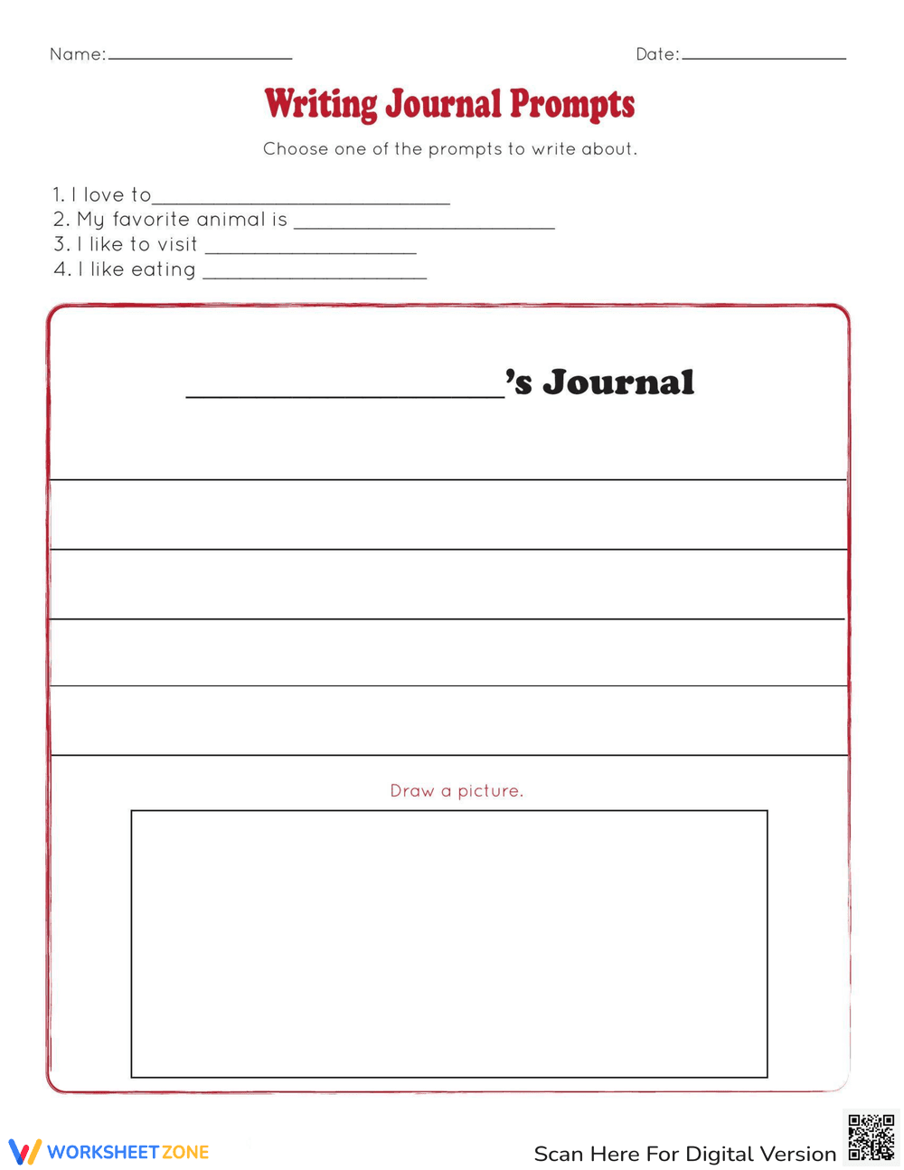 Writing Journal Prompts - Page 1