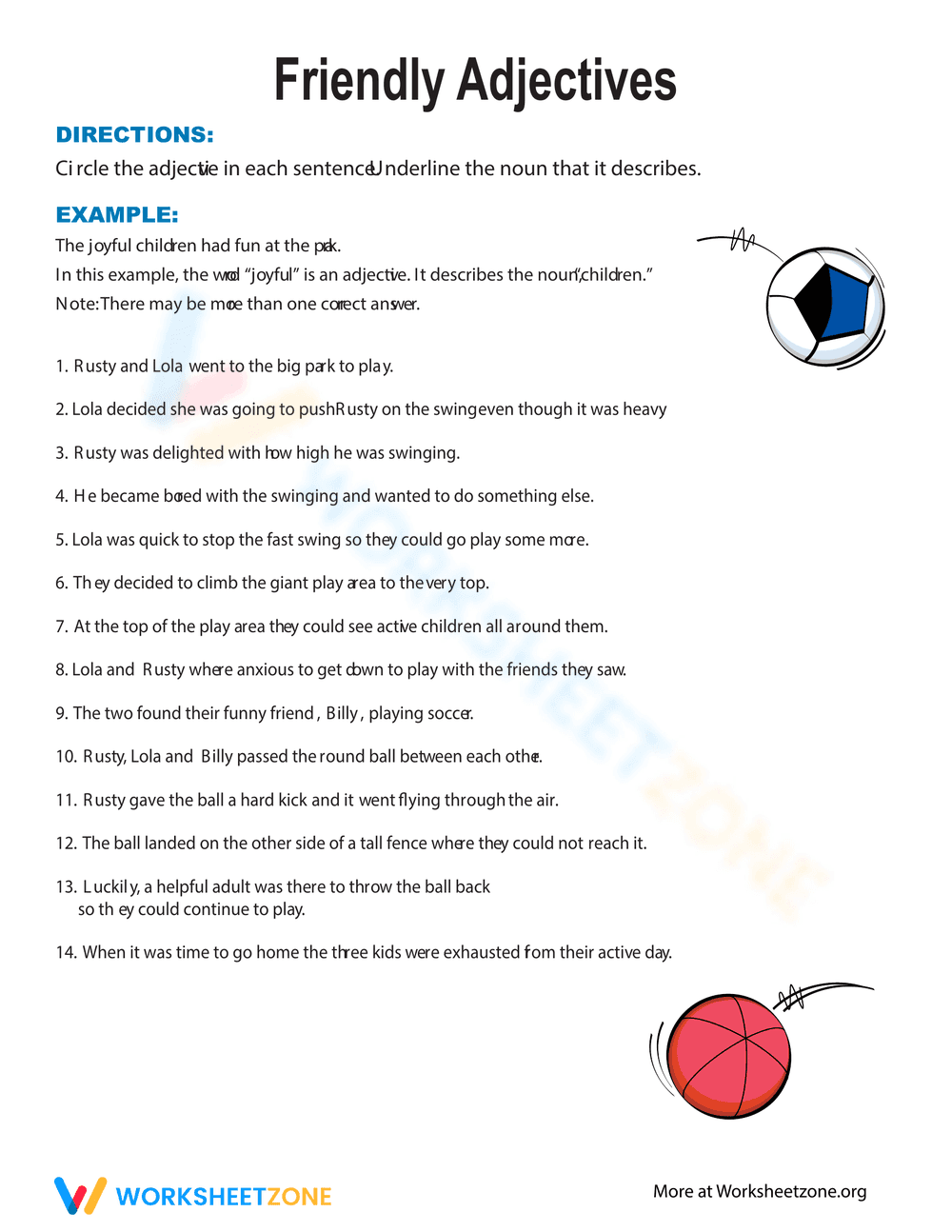 Adjective Worksheet - Page 1