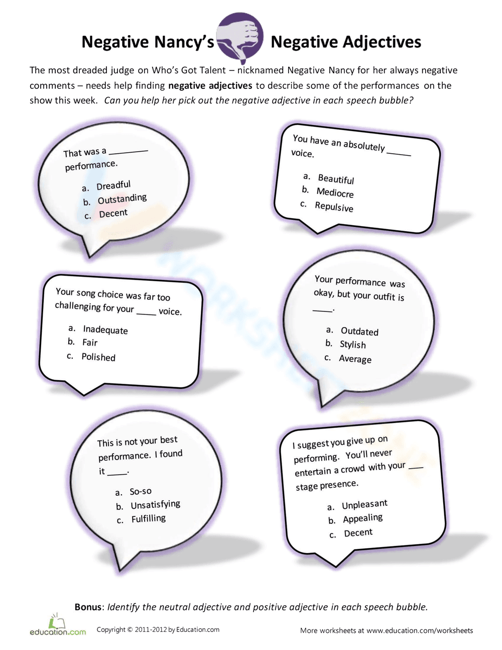Understanding Negative Adjectives - Page 1