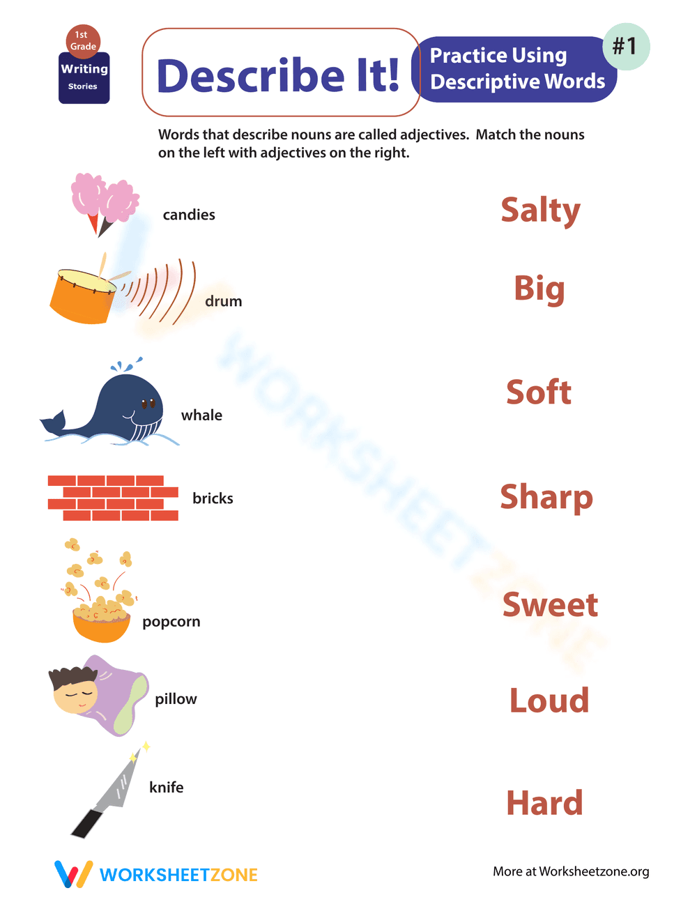 Grammar with Descriptive Words Worksheet - Page 1