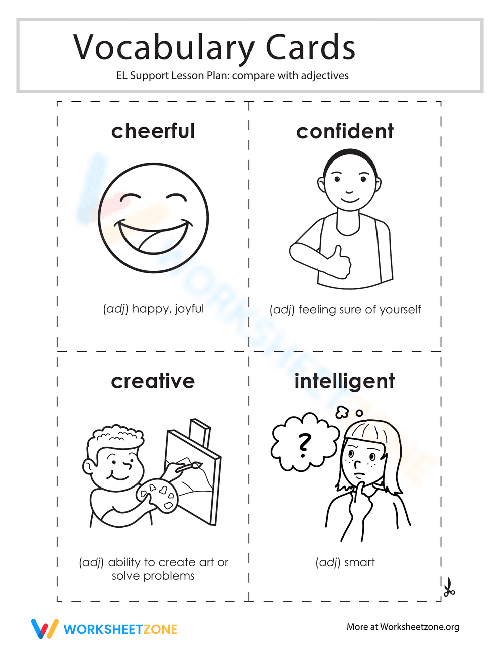 Vocabulary Cards: Compare with Adjectives - Page 1