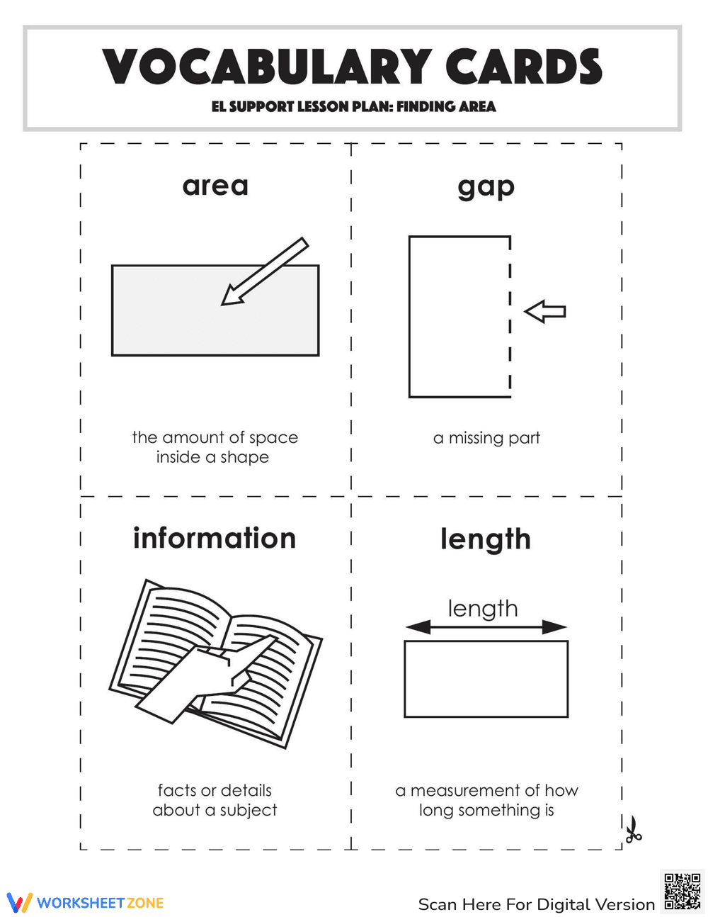 Vocabulary Cards: Finding Area - Page 1