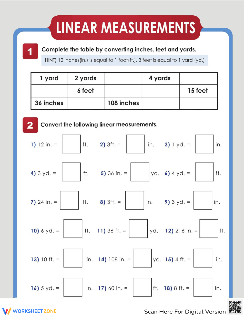 Linear Measurement - Page 1