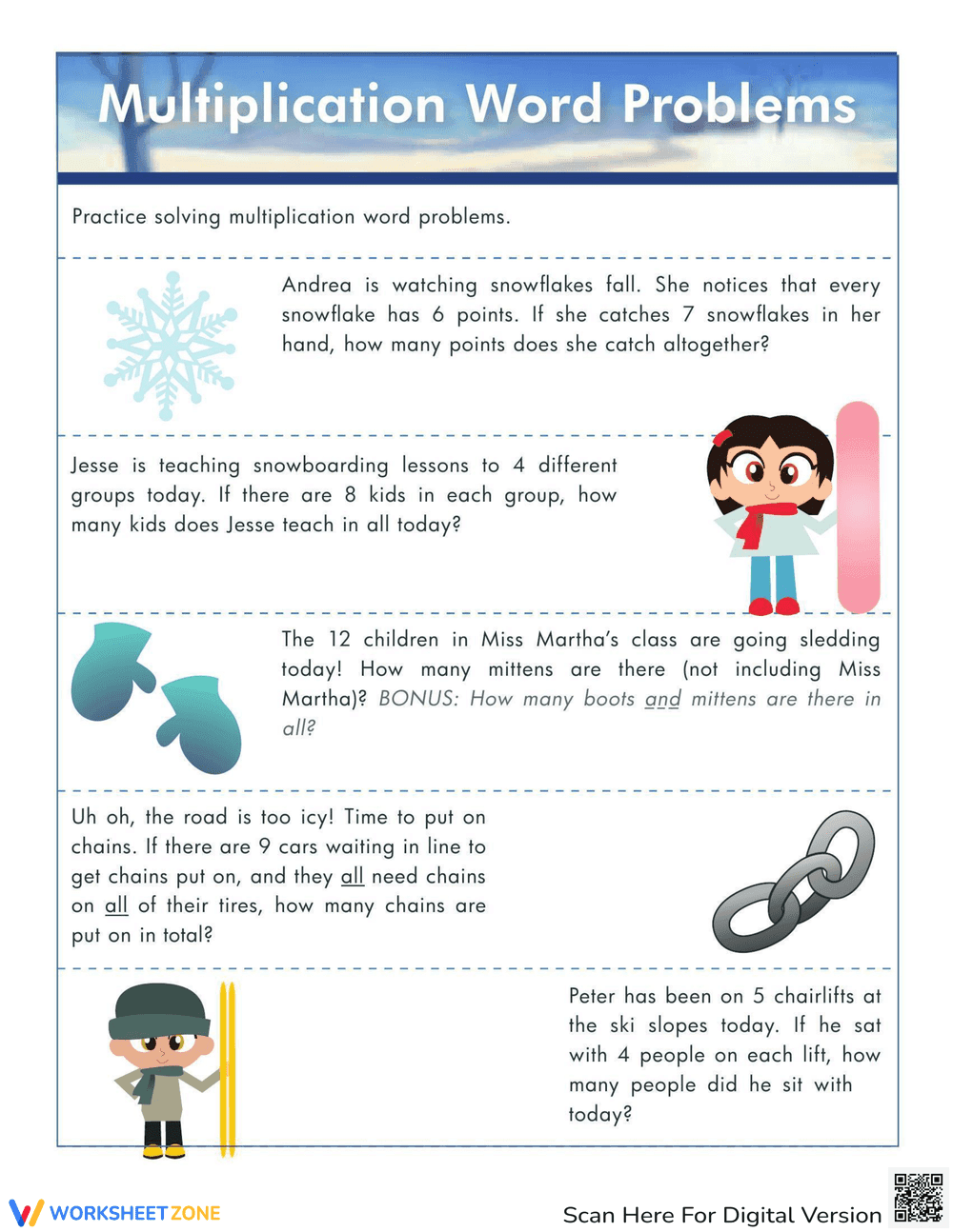 Multiplication Word Problems: Math Scenarios - Page 1
