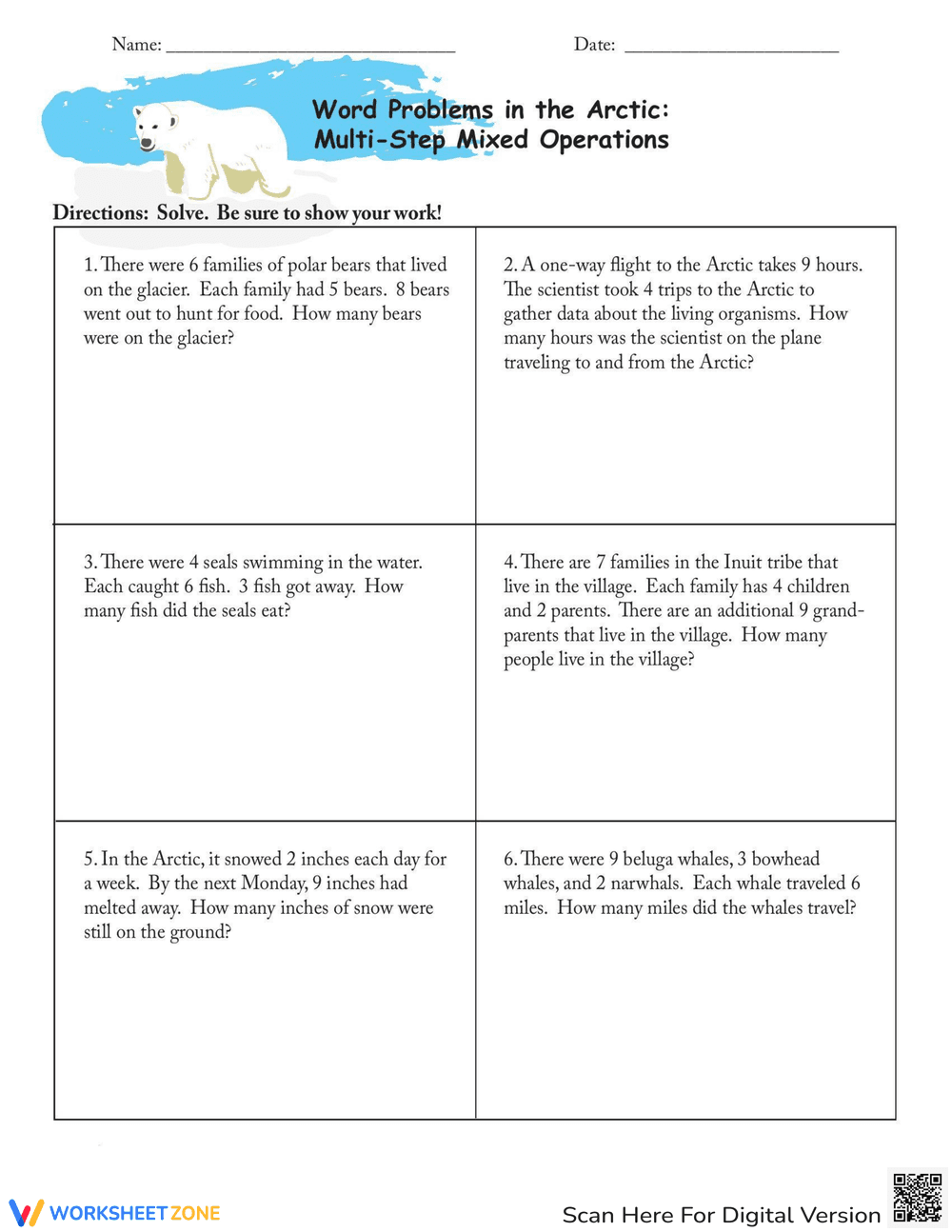 Arctic Word Problems: Multi-Step Math - Page 1