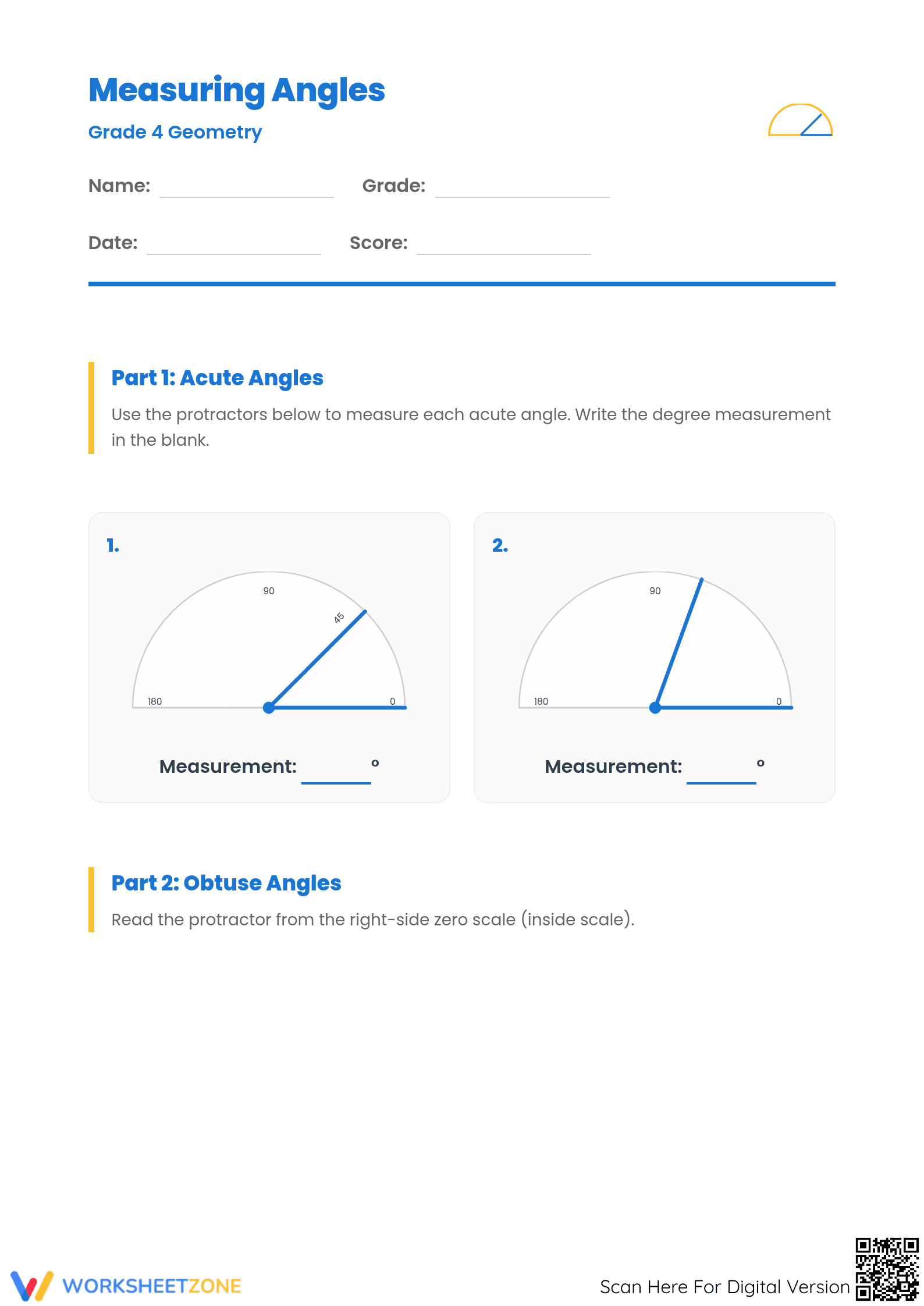 Essential Measuring Angles Worksheet for Grade 4 | Aligned - Page 1