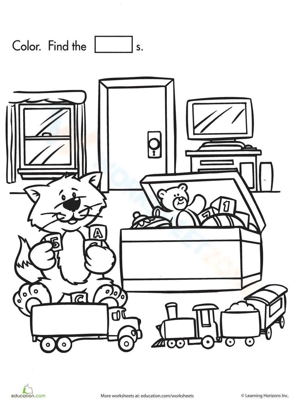 Shape Search: Kitty Toy Chest - Page 1