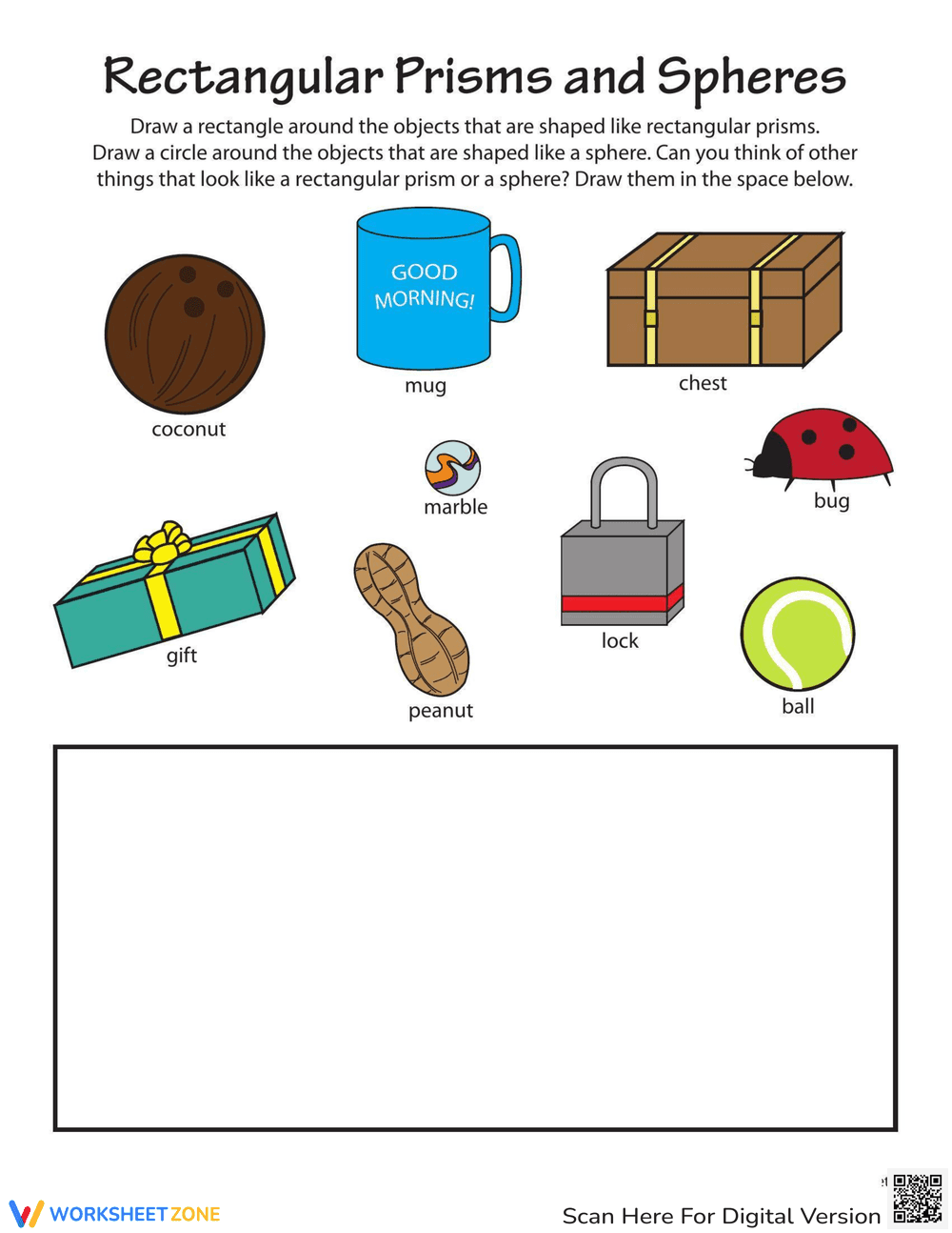 Identifying Prisms and Spheres Worksheet - Page 1