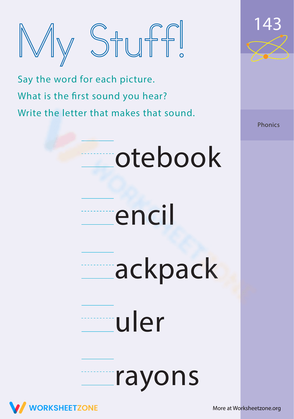 My Stuff - Backpack Letters - Page 1