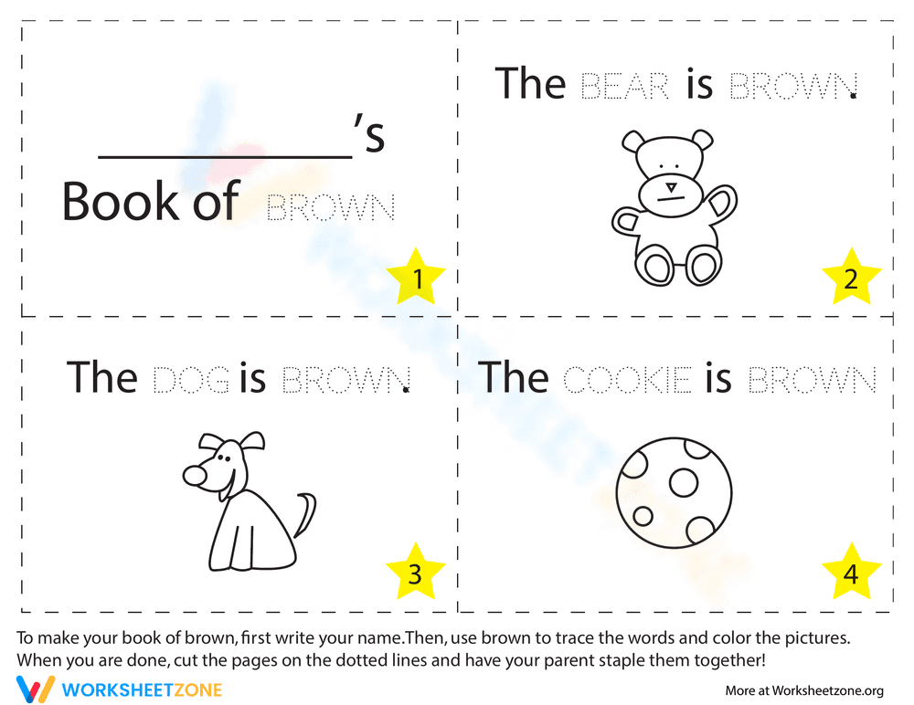 Printable Brown Color Book | Kindergarten Handwriting - Page 1