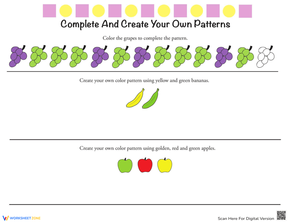 Creating Patterns: Visual Skills Worksheet - Page 1