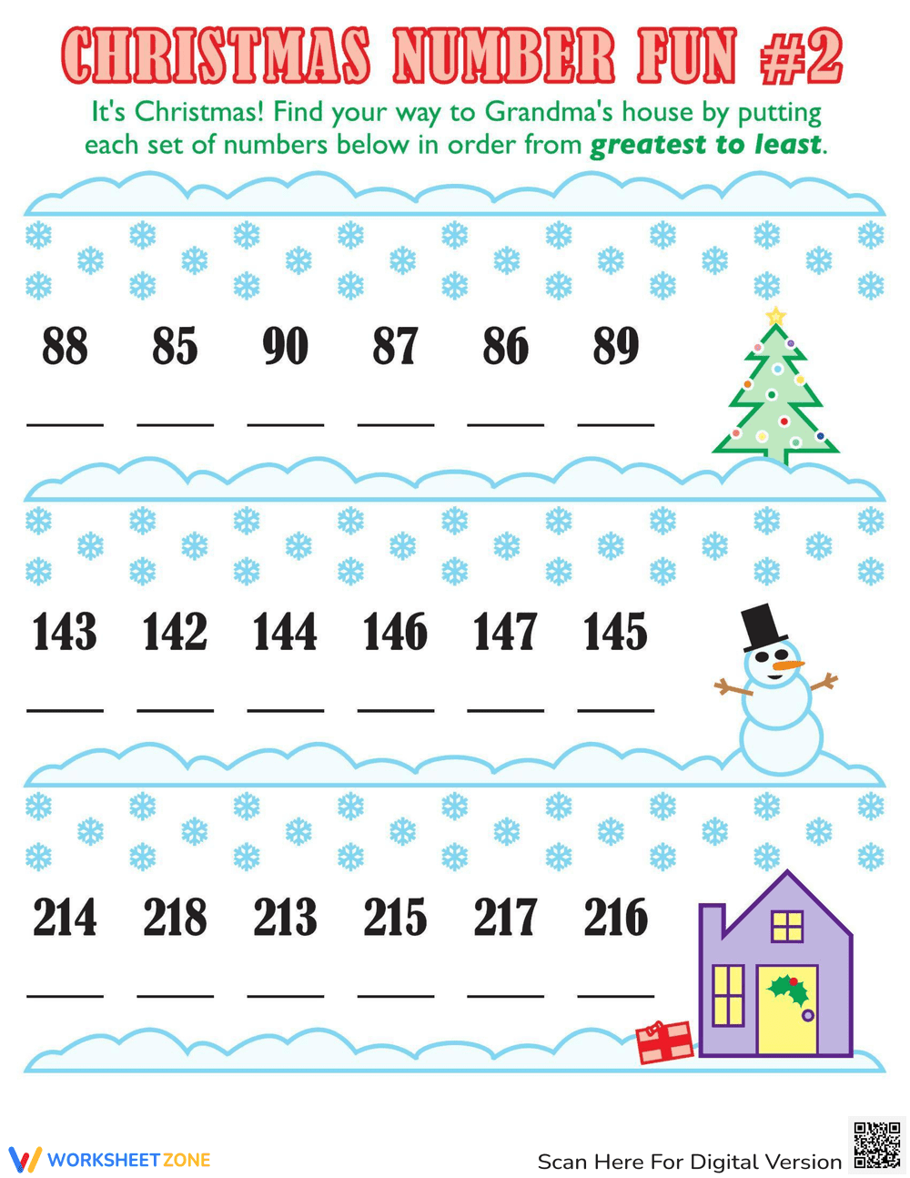 Christmas Numbers Worksheet - Page 1