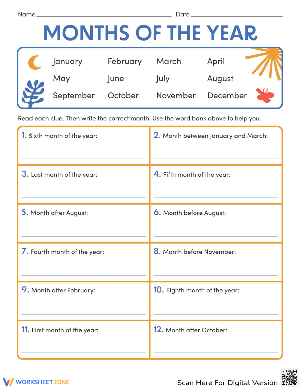 Learn Months of the Year - Page 1