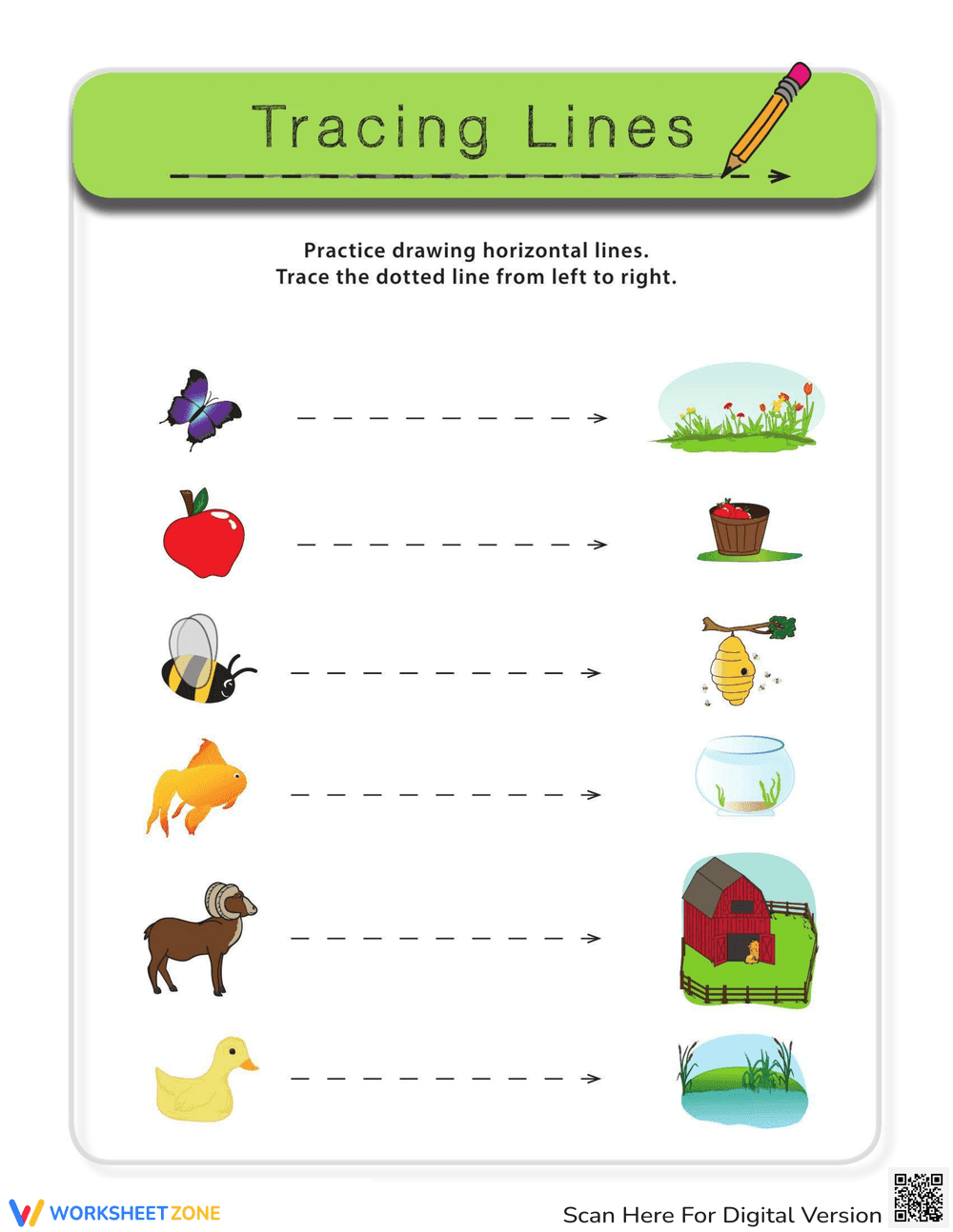 Horizontal Lines Practice - Page 1