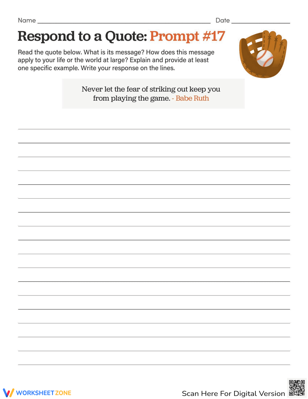 Respond to a Quote Writing Prompt - Page 1