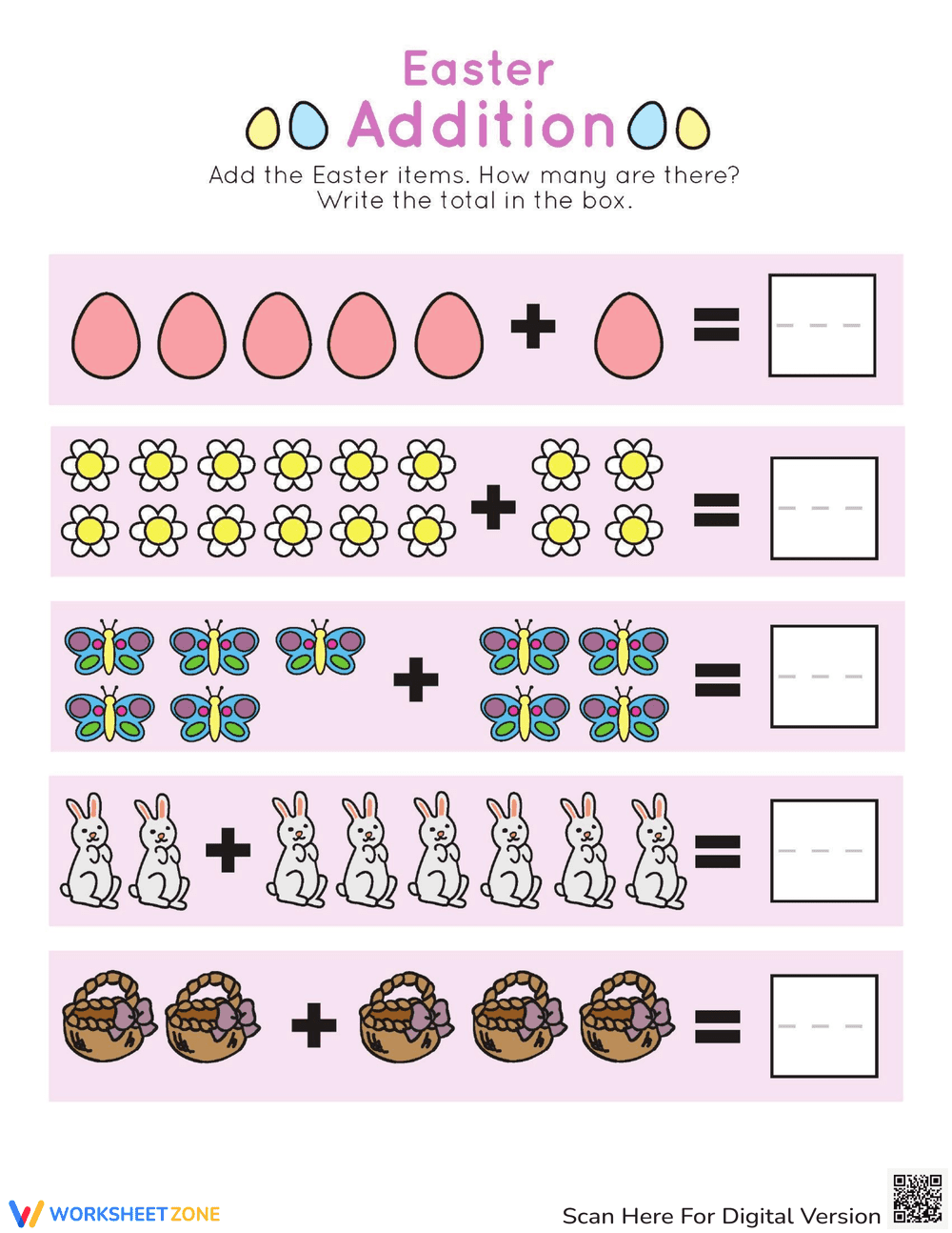 Easter Addition Practice Worksheet - Page 1