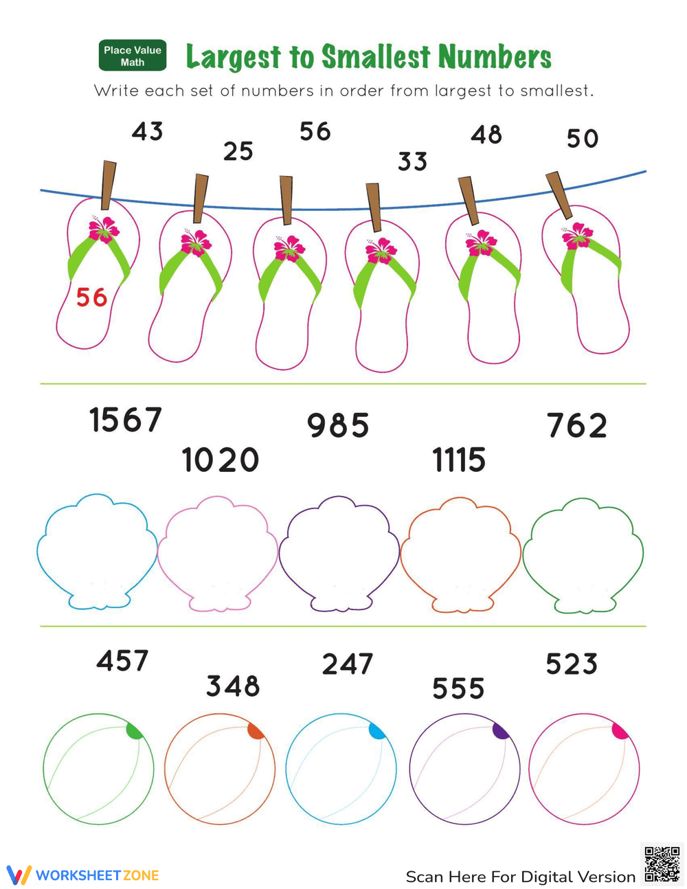 Base 10 Bonanza: Largest to Smallest Practice - Page 1
