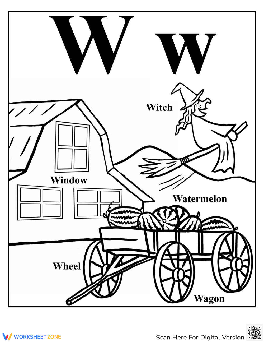 Coloring Alphabet W: Learning the Alphabet - Page 1