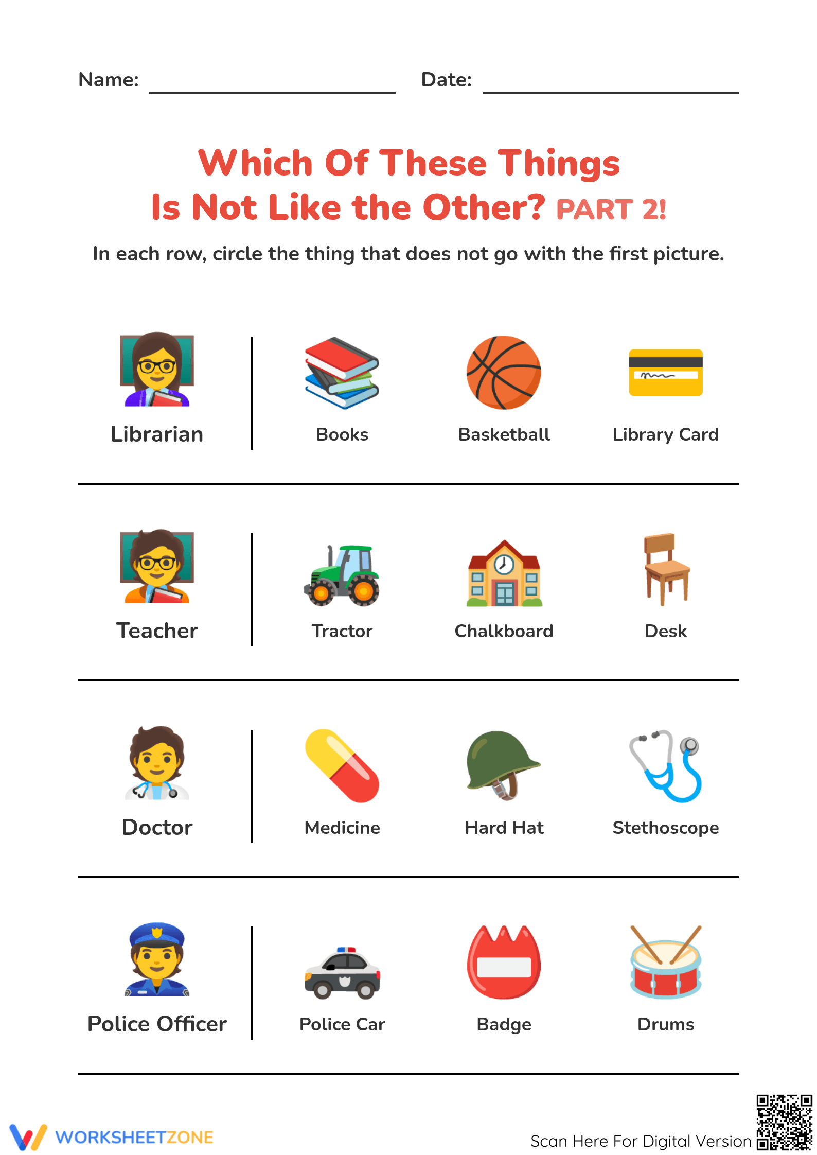 Essential Community Helpers Worksheet | Grade K Logic - Page 1