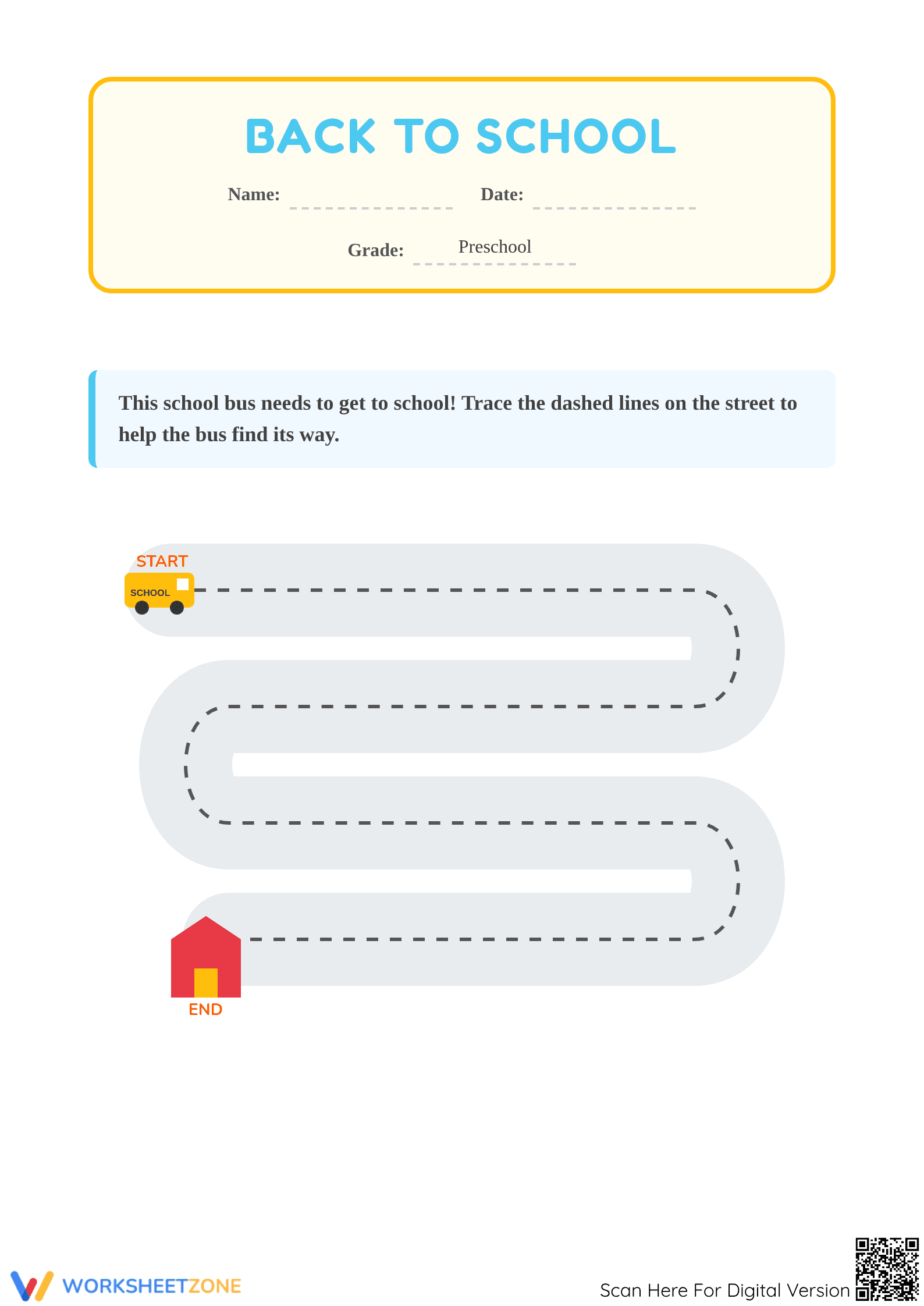 Printable Prewriting Tracing Worksheet | Preschool - Page 1