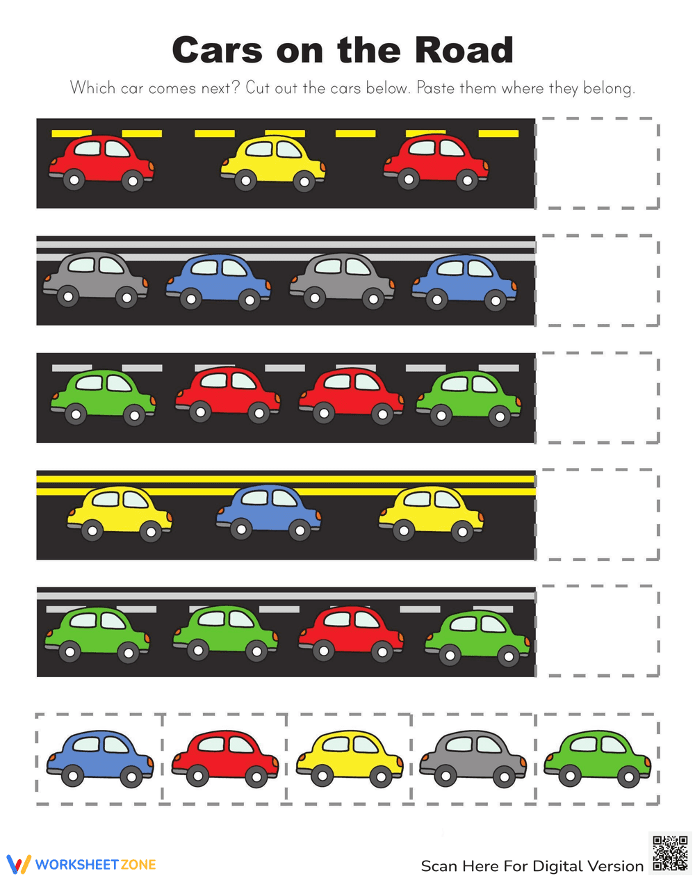 Cut and Paste Patterns Worksheet - Page 1
