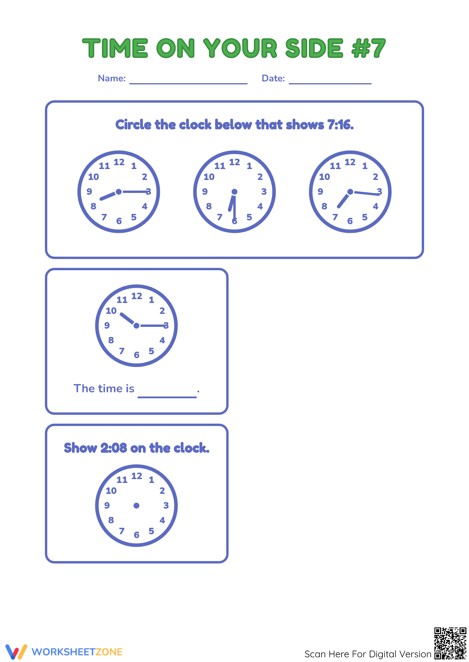 Essential Telling Time Worksheet | Grade 2 Math Practice - Page 1