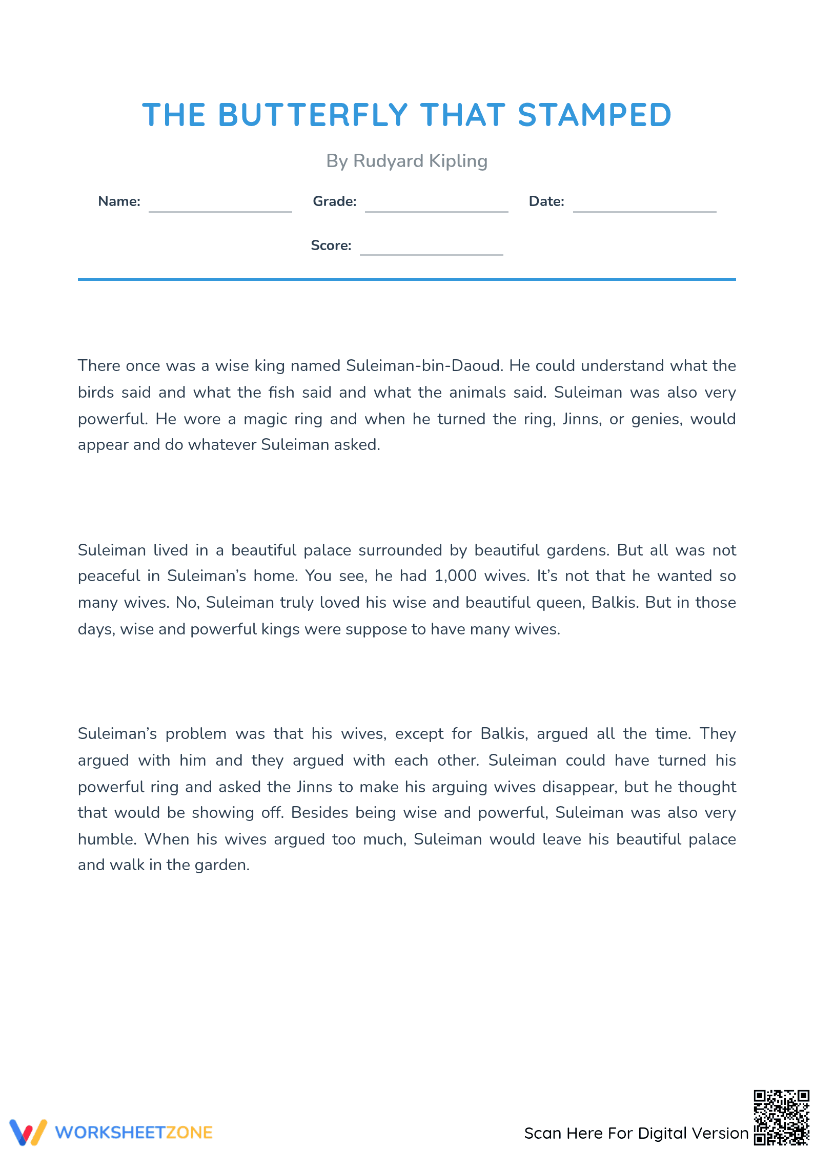 Grade 3 The Butterfly That Stamped | Essential ELA Worksheet - Page 1