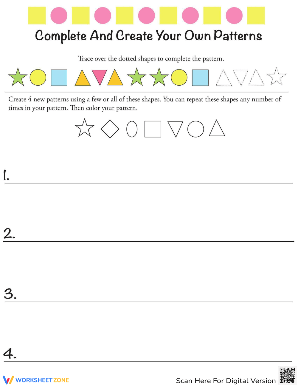 Practice Creating Patterns Worksheet - Page 1