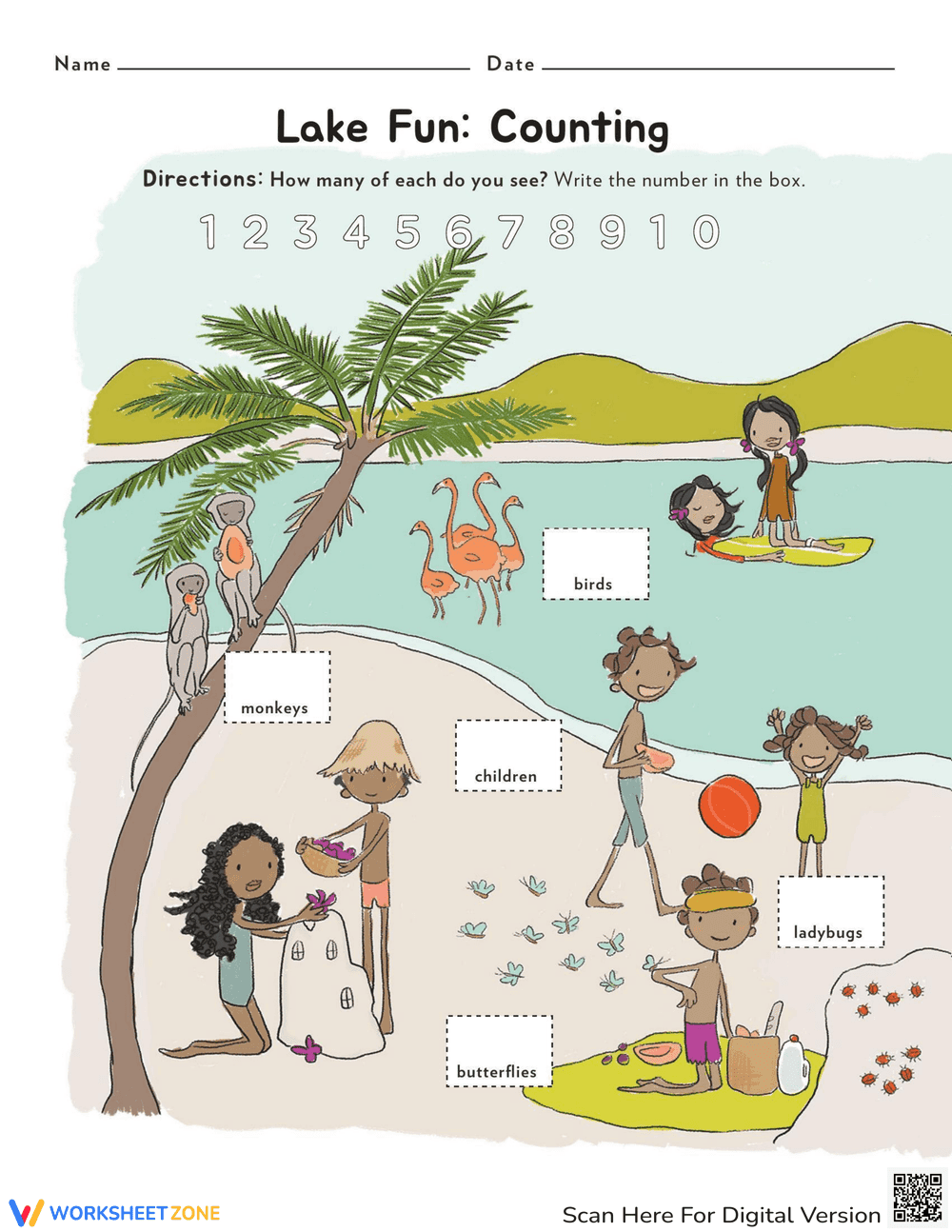 Fun at the Lake Activity Worksheet - Page 1