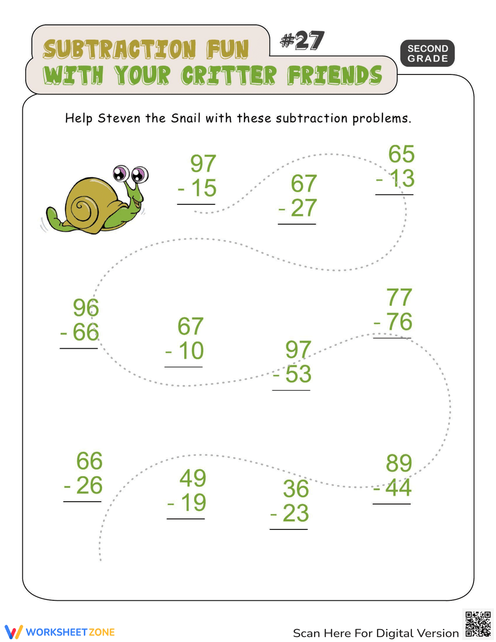 Critter Subtraction Fun: Math Worksheet for Kids - Page 1