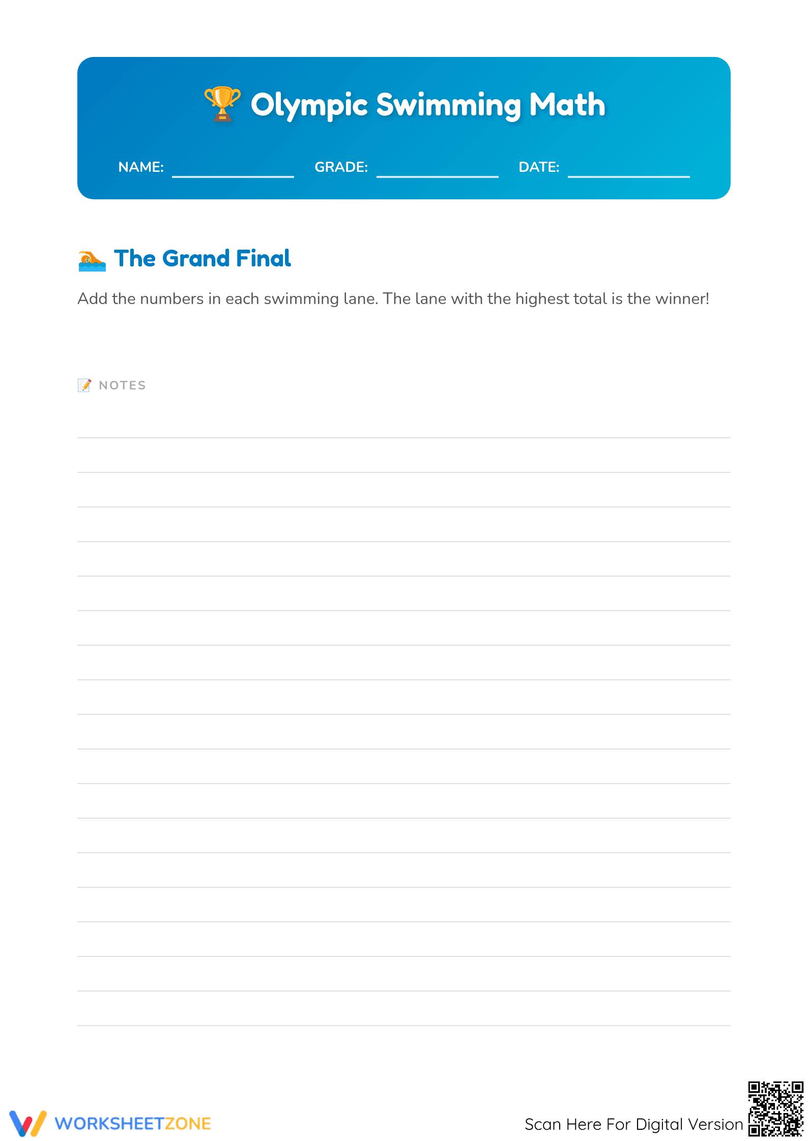 Printable Olympic Addition Worksheet | Grade 1 Math - Page 1