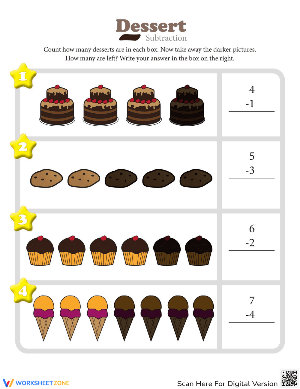 Worksheet: Subtraction Action Fun - Page 1