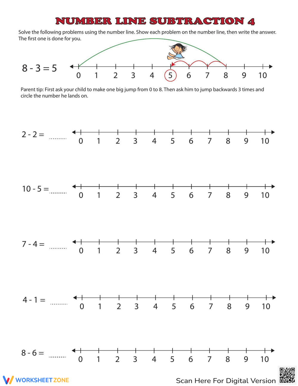 Subtraction Across the Number Line - Page 1